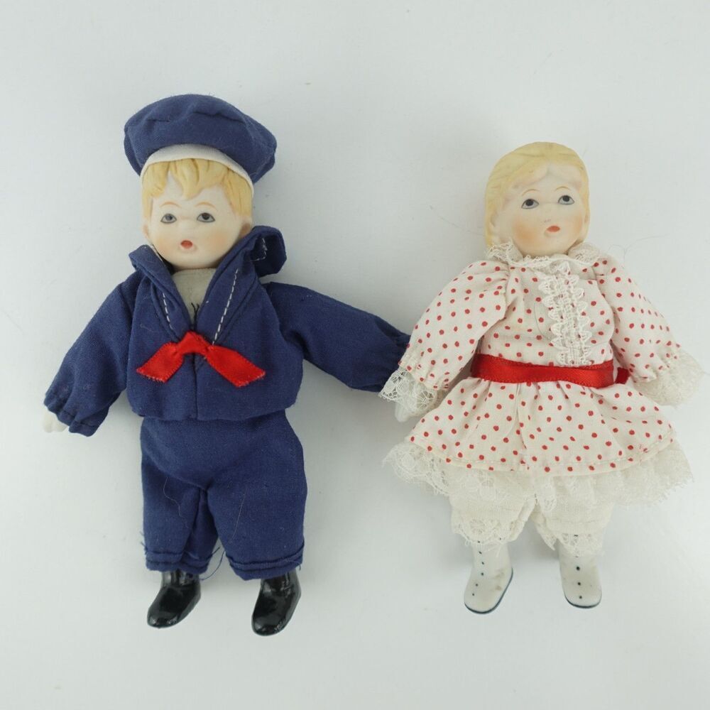 Russ Berrie & Co. Vintage Porcelain Boy and Girl Dolls
